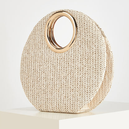 Women's Woven Handbag – Summer Beach & Holiday Shoulder Bag with Removable Strap