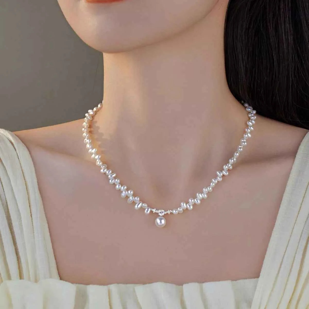 Irregular Freshwater Pearl Pendant Necklace