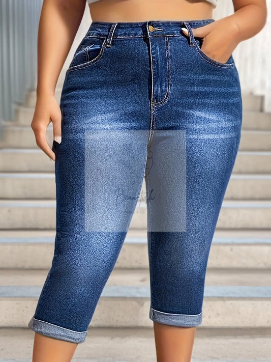 Women's Plus Size Stretch Skinny Capri Jeans - Beau-tish Beau-tish