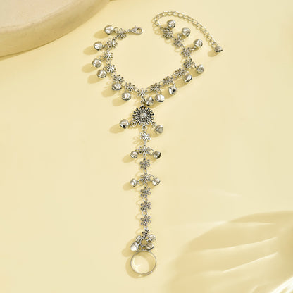 Bohemian Vintage Ethnic Style Flower Bell Adjustable Ring Bracelet - Beau-tish Beau-tish