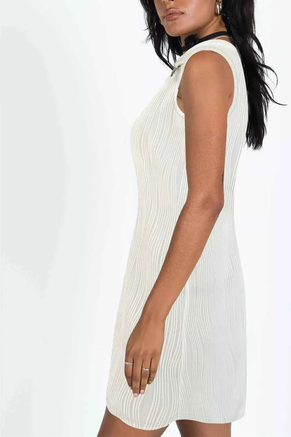Sleeveless Textured Casual Mini Dress