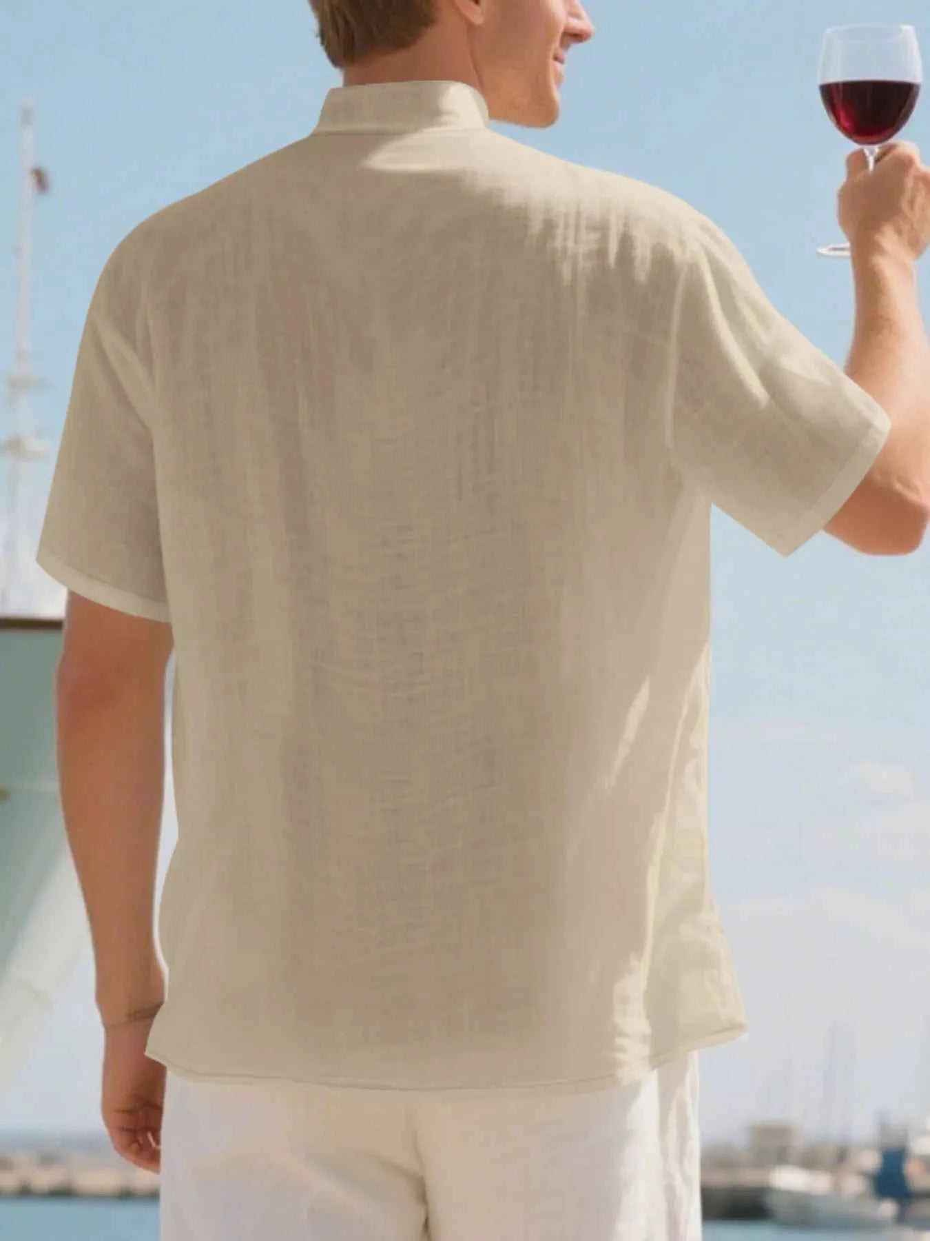 Men's Full Size Casual Linen Blend Short Sleeve Shirt Plus Size
