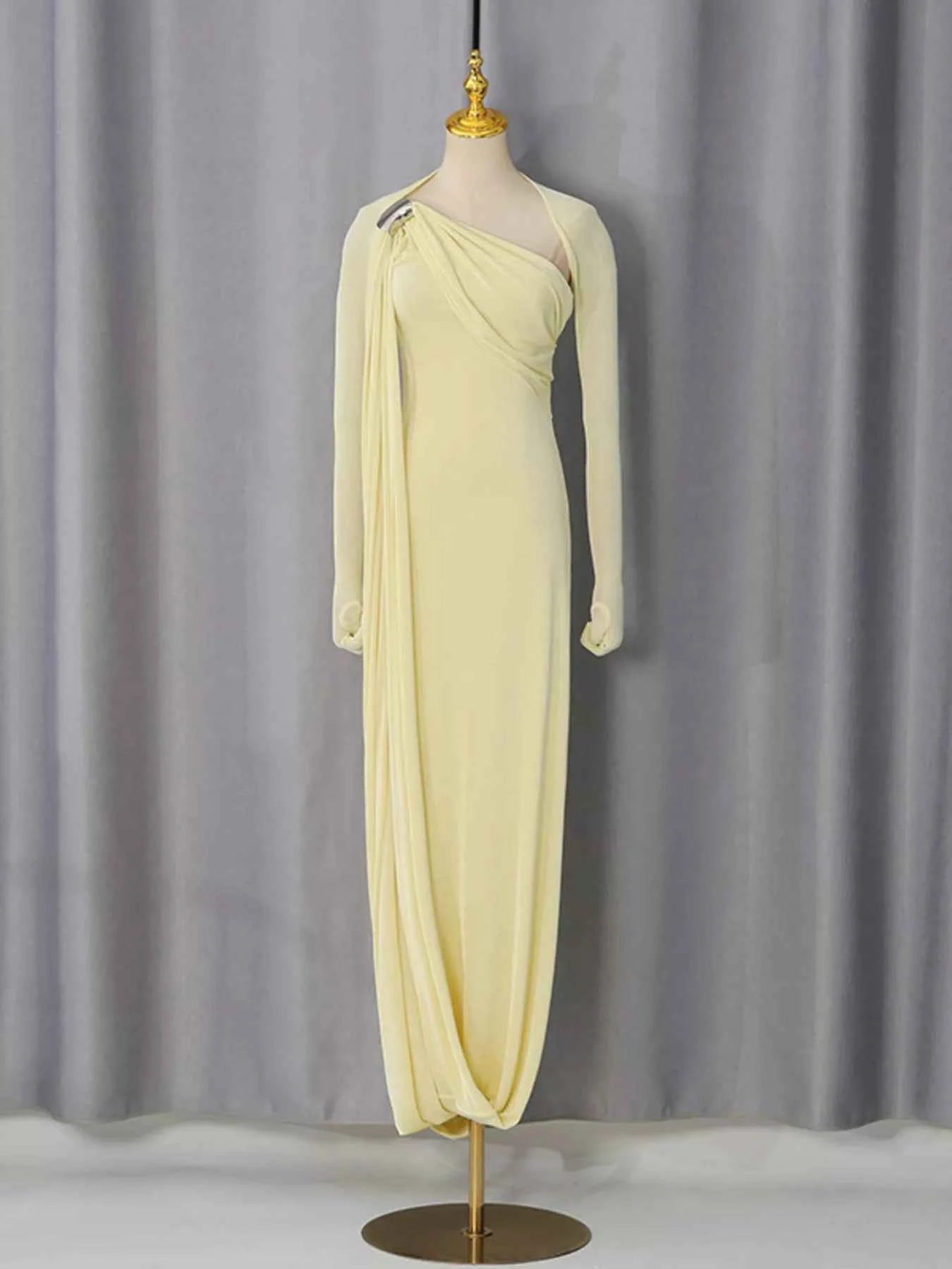 One-Shoulder Draped Maxi Dress