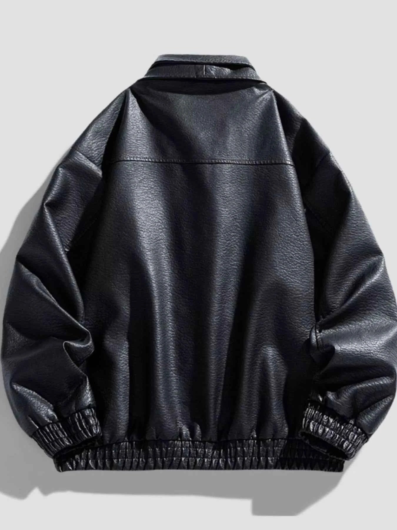 Men's Plus Size Faux Leather Bomber Jacket