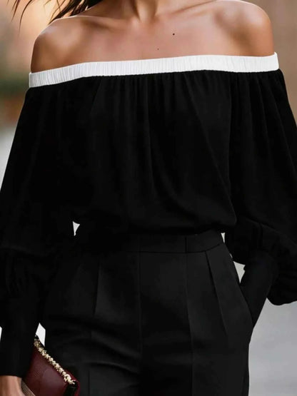 Off-Shoulder Lantern Sleeve Blouse