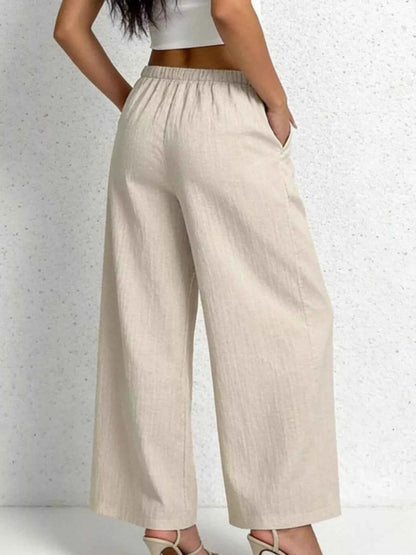 Casual Drawstring Wide Leg Pants
