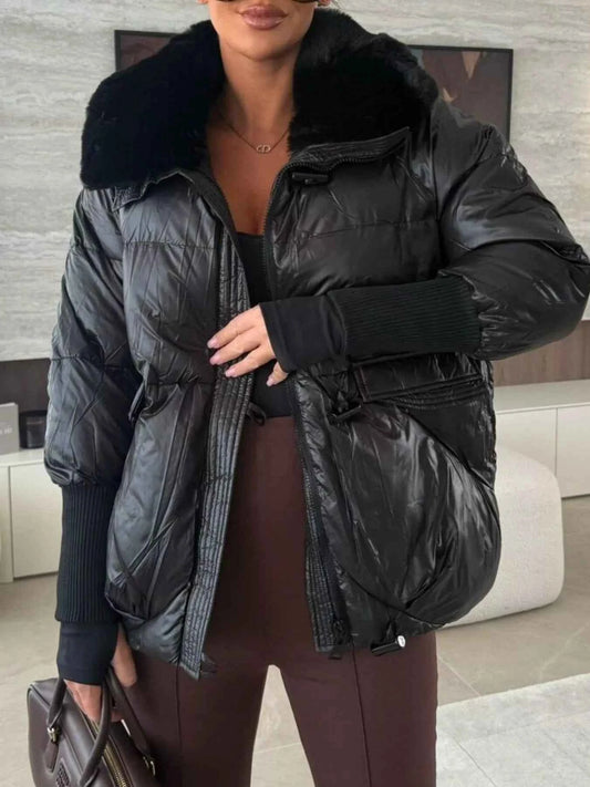 Fur Collar Padded Puffer Jacket