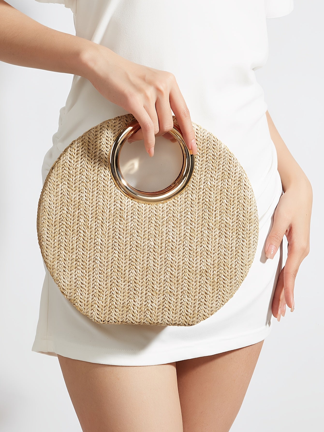Women's Woven Handbag – Summer Beach & Holiday Shoulder Bag with Removable Strap