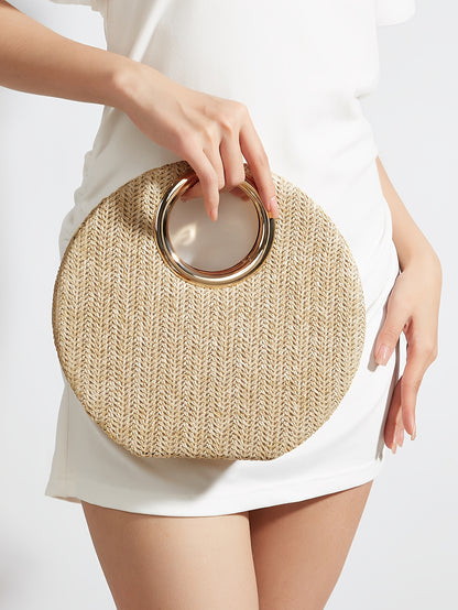 Women's Woven Handbag – Summer Beach & Holiday Shoulder Bag with Removable Strap