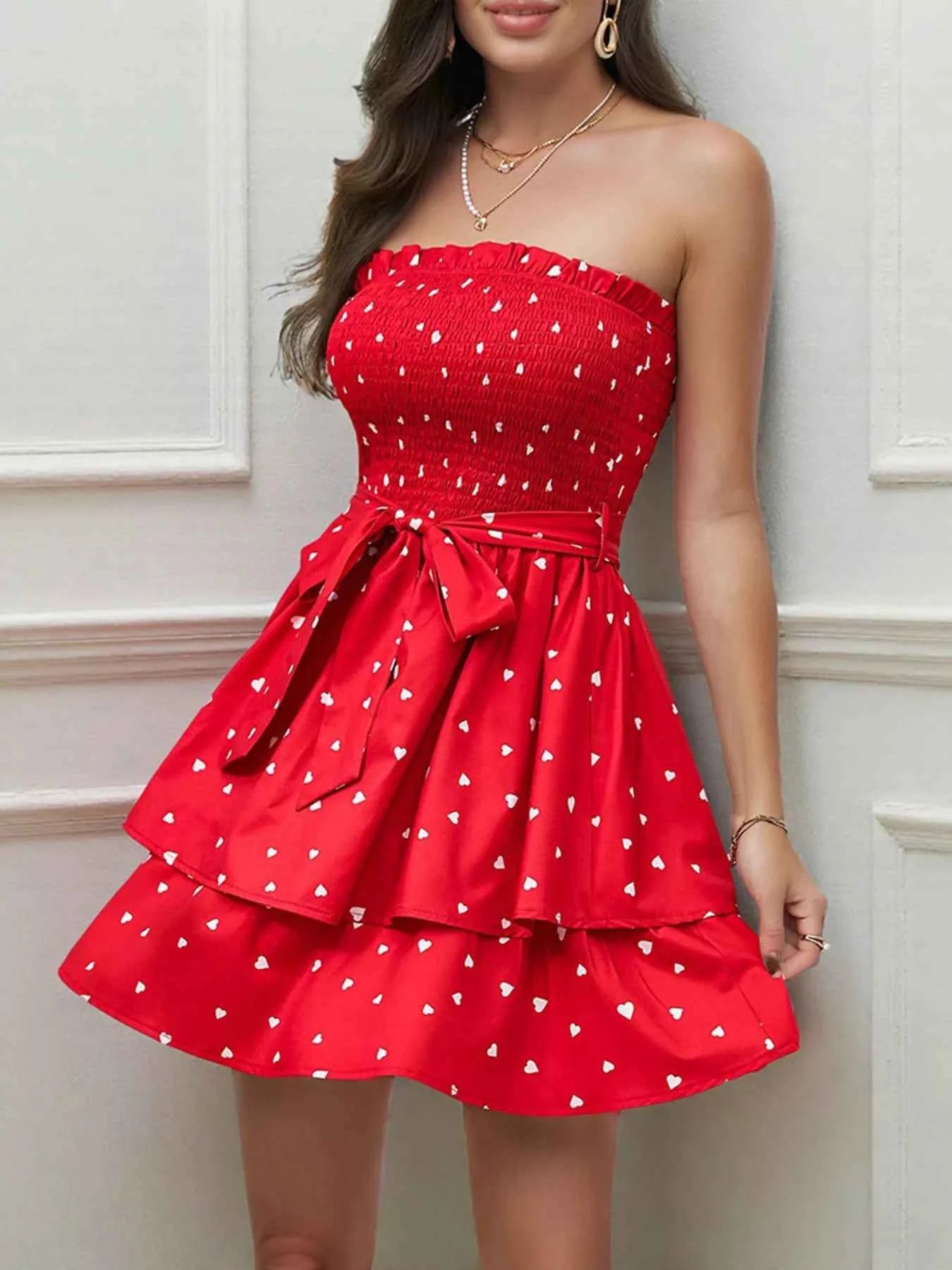 Smocked Layered Tube Mini Dress