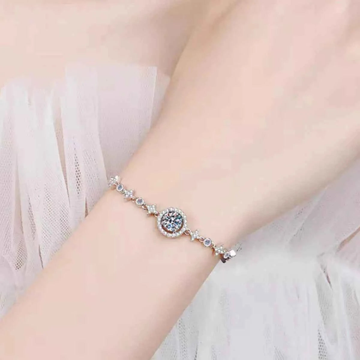1 Carat Moissanite 925 Sterling Silver Bracelet