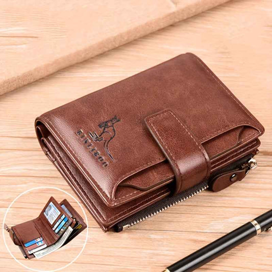 Luxury RFID Card Holder Wallet for Men, Featuring a Zipper Coin Purse And Made of Portable Faux Leather
