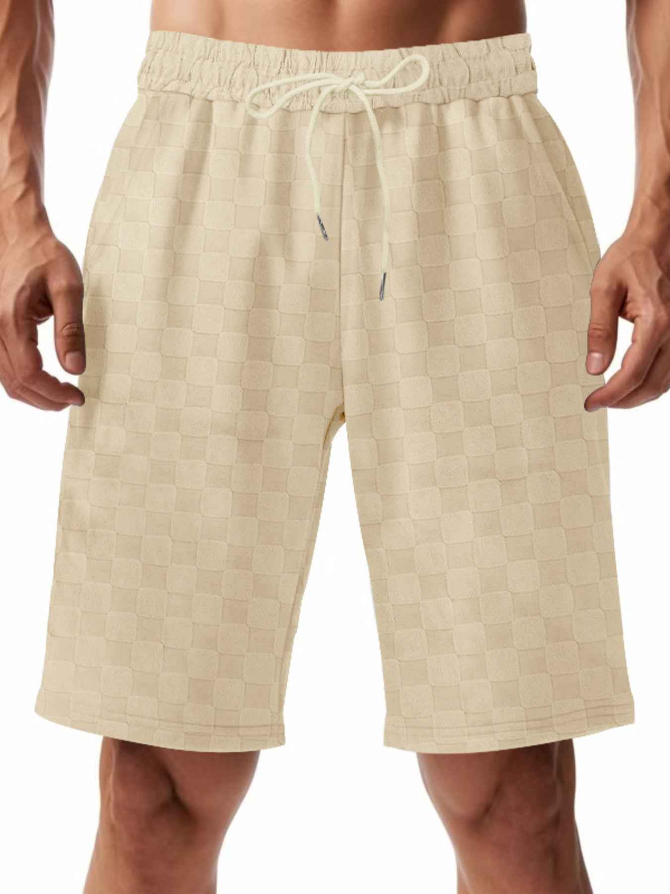 Men's Full Size Checkered Casual Drawstring Shorts Plus Size