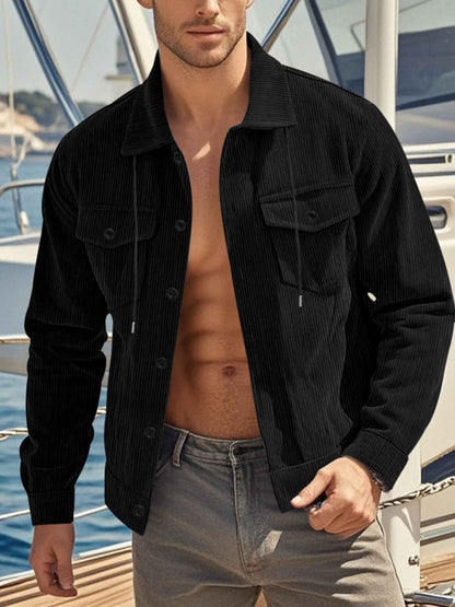Men's Full Size Corduroy Button Up Casual Jacket Plus Size