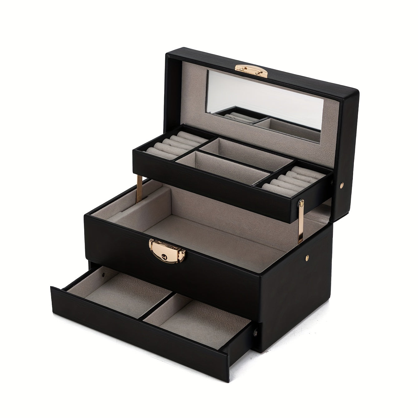 Classic High-End Multi-Layer Jewellery Box – Large Capacity & Lockable