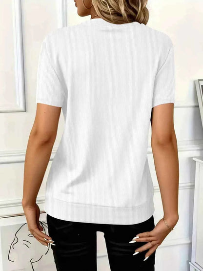 Half Zip Short Sleeve Top