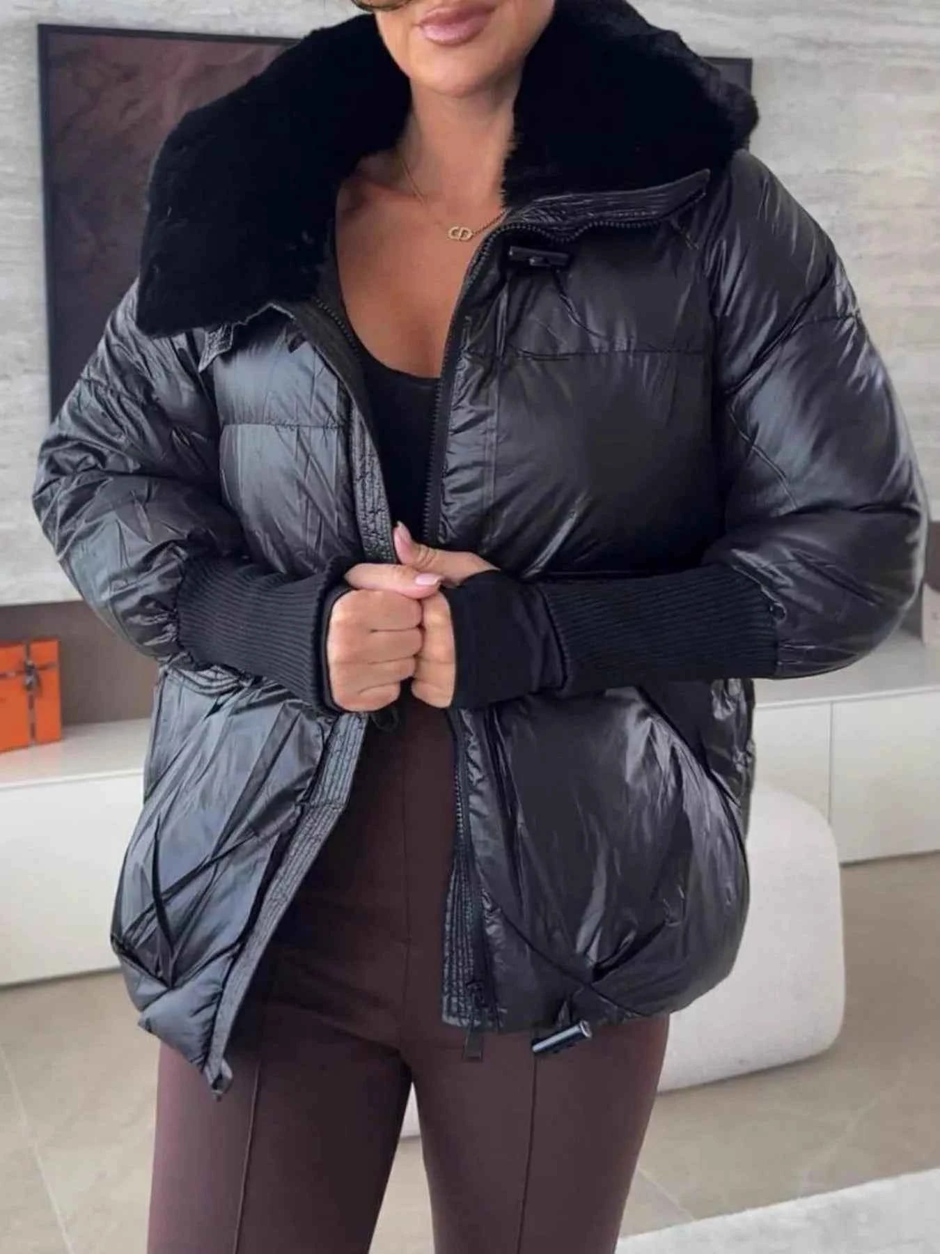 Fur Collar Padded Puffer Jacket