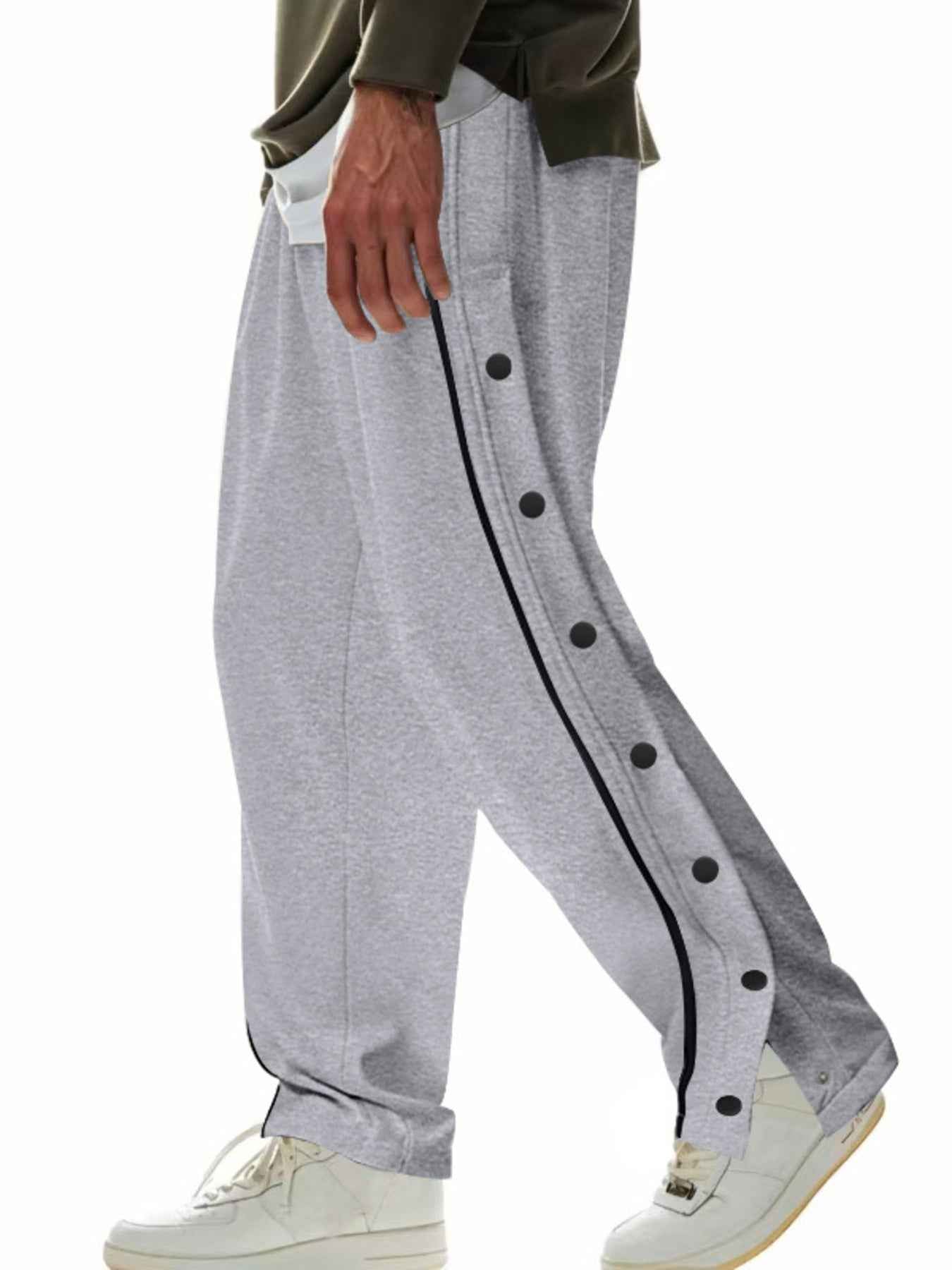 Men's Full Size Loose Fit Side Snap Button Track Pants Plus Size