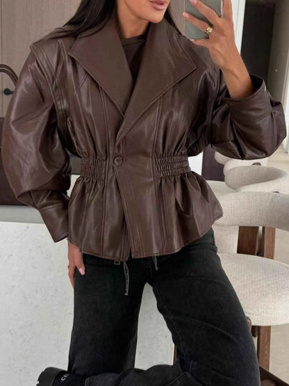 Peplum Waist Leather Jacket