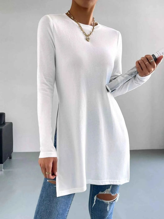 Long Sleeve Side Slit T-Shirt