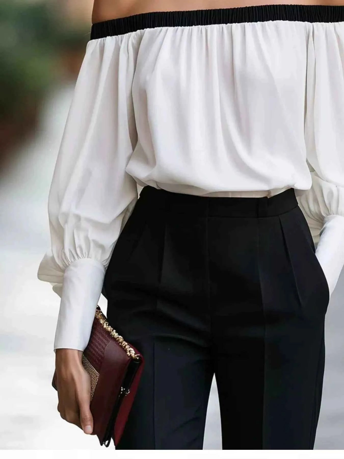 Off-Shoulder Lantern Sleeve Blouse