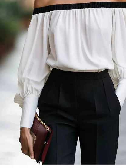 Off-Shoulder Lantern Sleeve Blouse