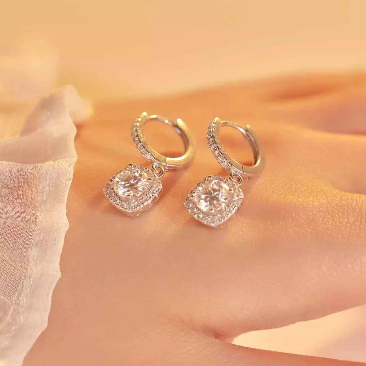 1 Carat Moissanite 925 Sterling Silver Hoop Drop Earrings