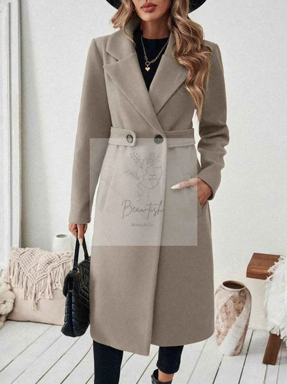One Button Wool Blend Overcoat