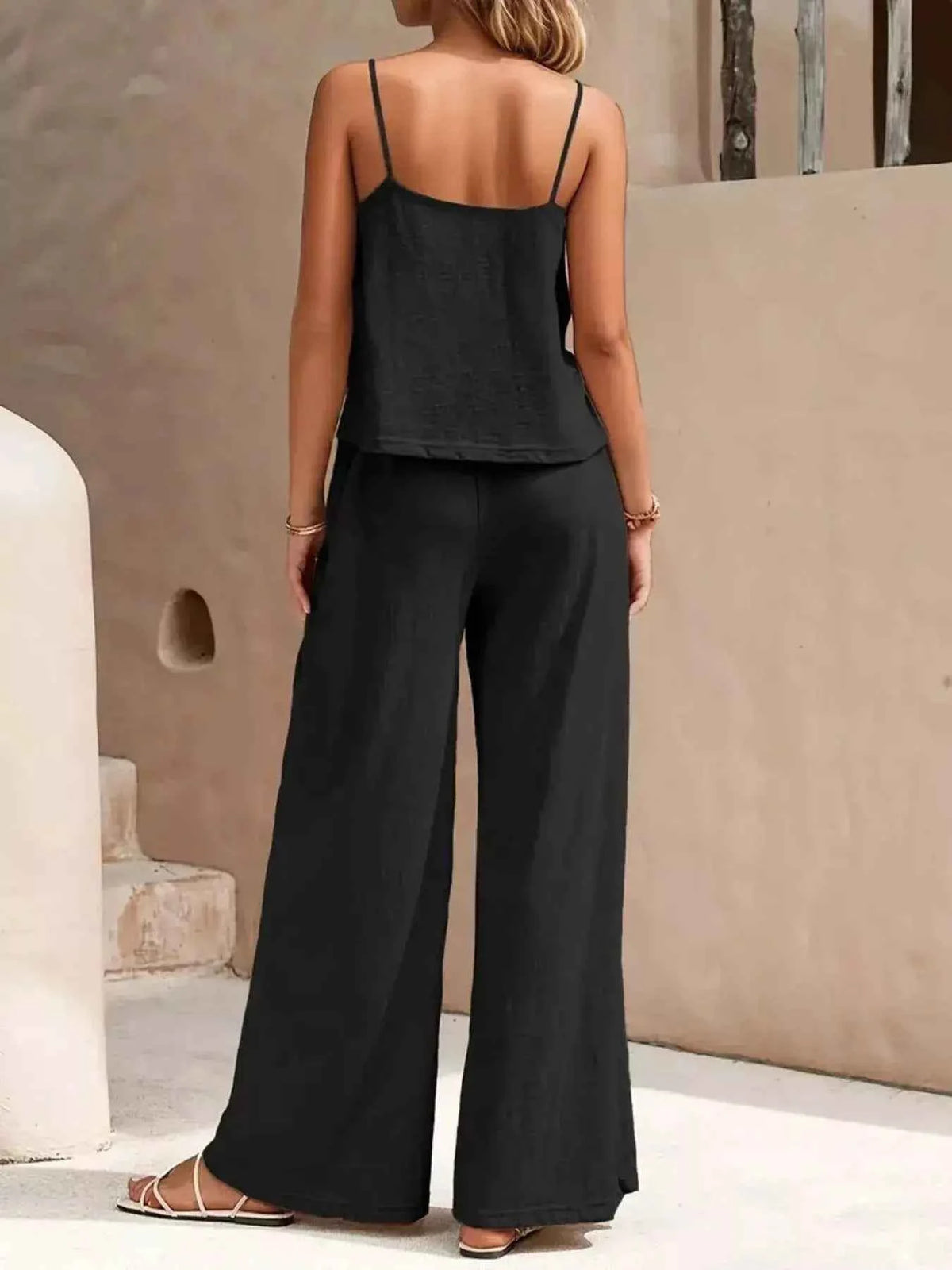 Sleeveless Top and Wide Leg Pants Set