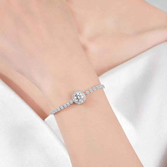 1 Carat Moissanite 925 Sterling Silver Chain Bracelet