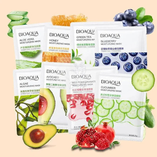 8pcs BIOAQUA Fruit Facial Masks Moisturizing Hydrating Brightening Anti - aging Face Mask Sheet Masks for Face Skin Care