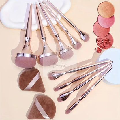 9 peice Oval Makeup Brushes Set