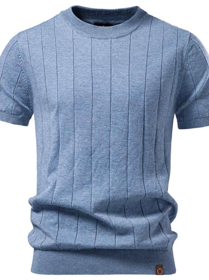 Men's Ribbed Knit Short Sleeve Sweater