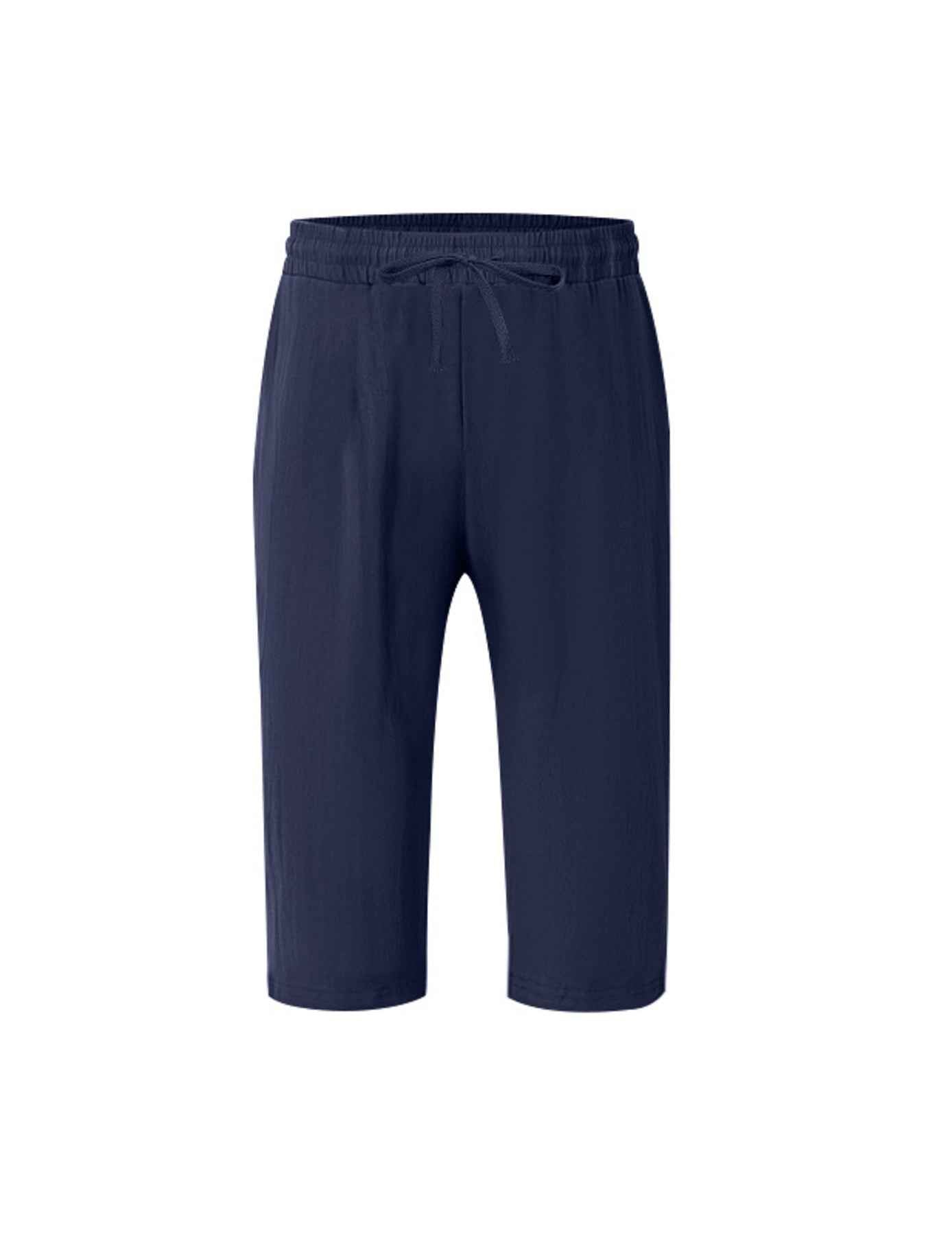 Men's Full Size Casual Drawstring Cropped Pants Plus Size