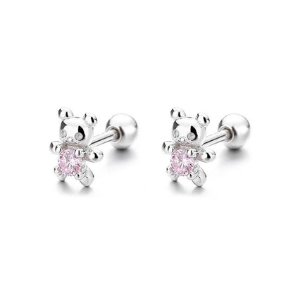 925 Sterling Silver Bear Stud Earrings