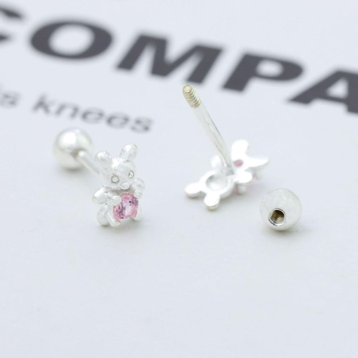 925 Sterling Silver Bear Stud Earrings