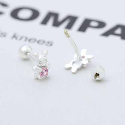 925 Sterling Silver Bear Stud Earrings