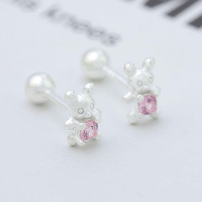 925 Sterling Silver Bear Stud Earrings