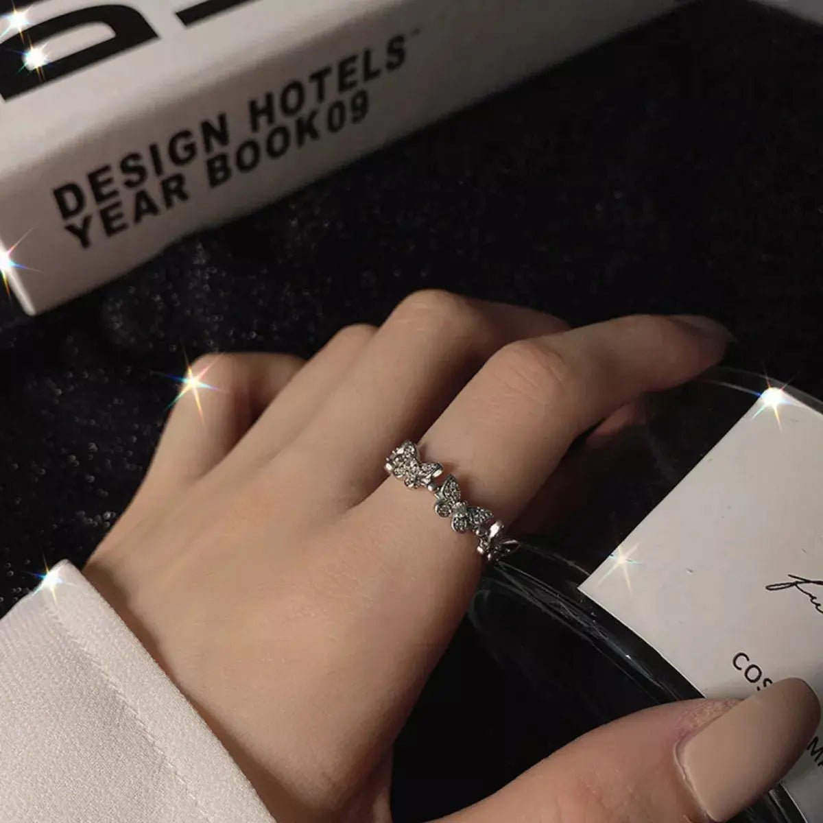 925 Sterling Silver Butterfly Open Ring