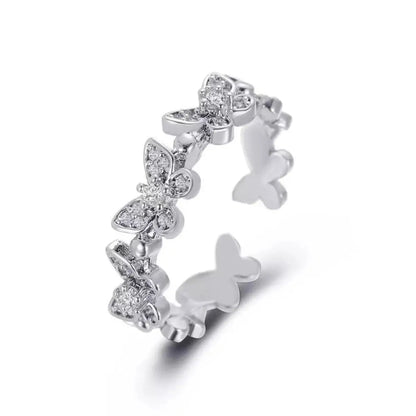 925 Sterling Silver Butterfly Open Ring