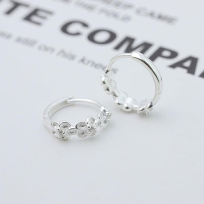 925 Sterling Silver Flower Hoop Earrings
