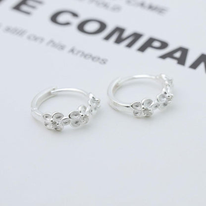 925 Sterling Silver Flower Hoop Earrings