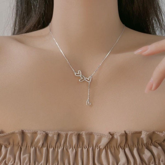 925 Sterling Silver Heart Y - Necklace