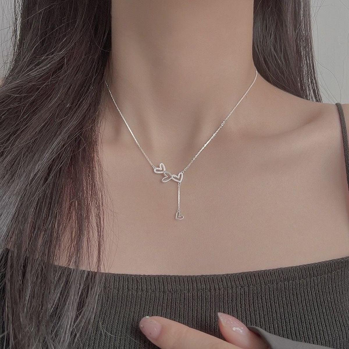 925 Sterling Silver Heart Y-Necklace