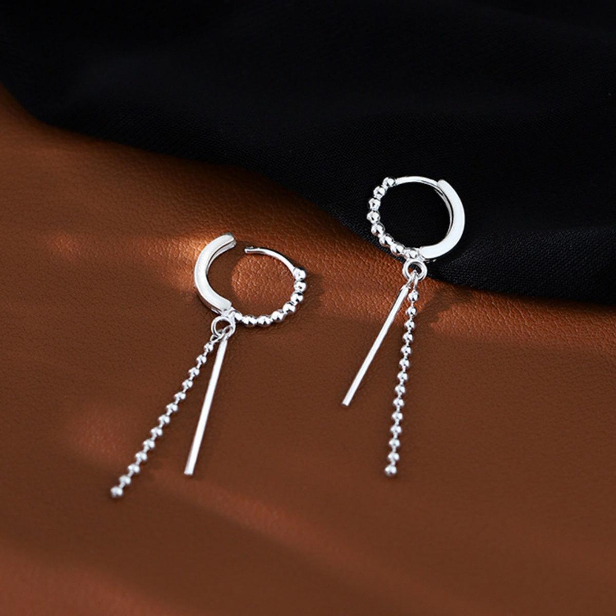 925 Sterling Silver Hoop Drop Earrings