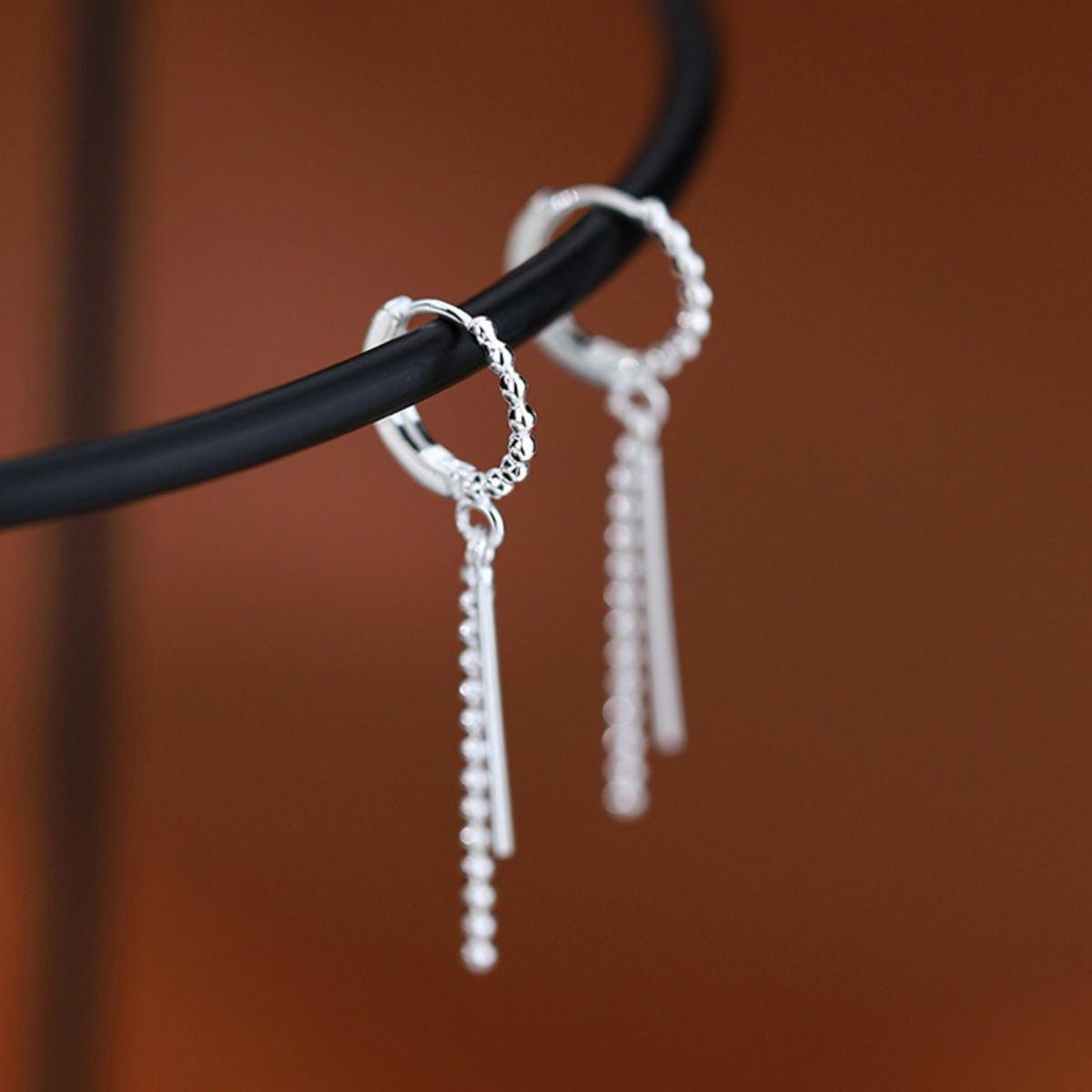 925 Sterling Silver Hoop Drop Earrings