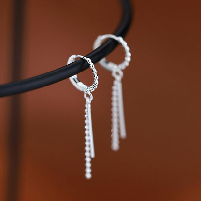 925 Sterling Silver Hoop Drop Earrings
