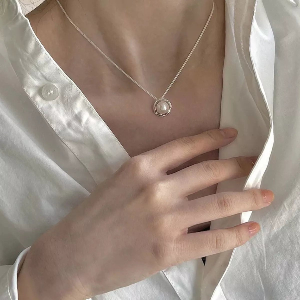 Sterling Silver Pearl Necklace