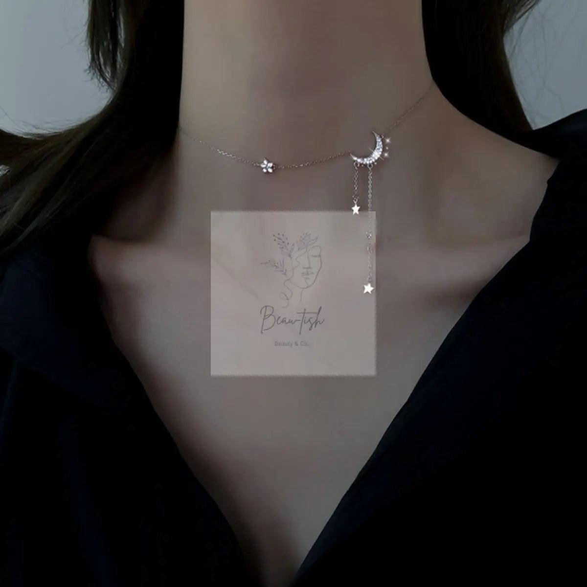 925 Sterling Silver Star Moon Necklace