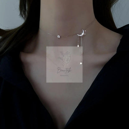 925 Sterling Silver Star Moon Necklace